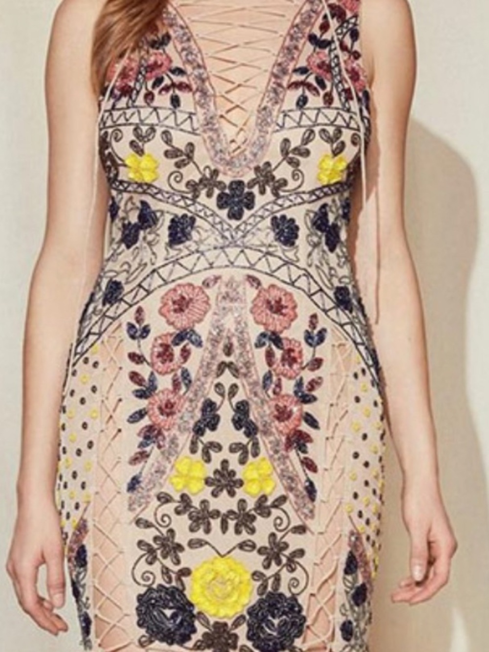 Nasty Gal collection beaded lace up dress size 2